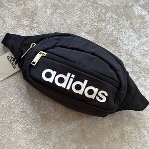 Brand New Adidas Core Waist Bag Zippered Fanny Pack Black White Gold Metallic